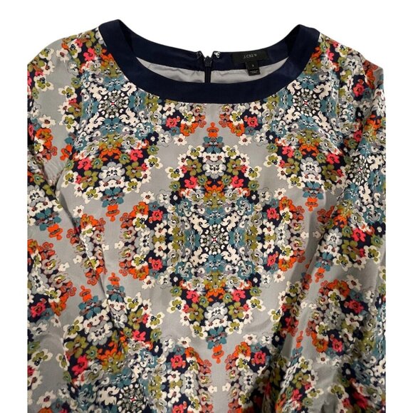 J.Crew Misty Fog Floral Silk Lined Shift Dress with Pockets Size 2 - Picture 9 of 11